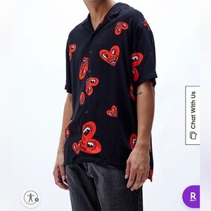 NWT PacSun x Keith Haring Hearts Camp Shirt